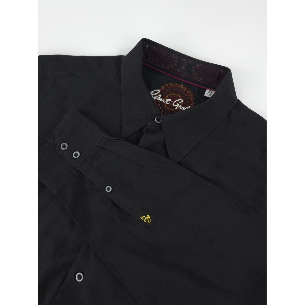 Robert Graham Paisley Mens XL Classic Fit Black Long Sleeve Dress Button Shirt